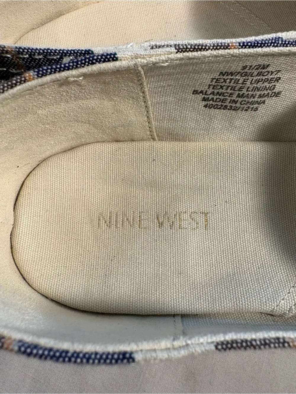 Nine West Striped Canvas Espadrille Slip-Ons in Navy, Cream and Tan